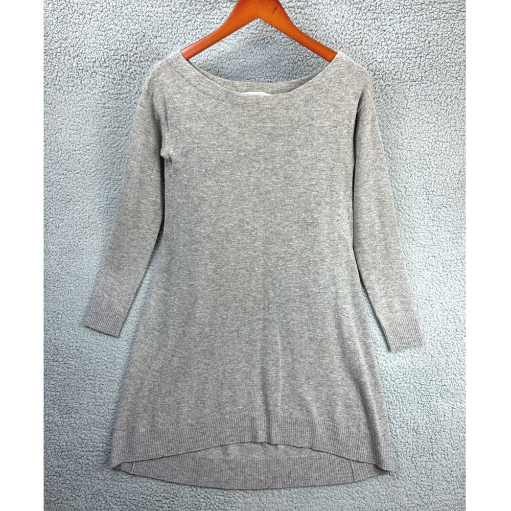 Diane von Furstenberg DVF Boatneck Tunic Sweater Dress Womens S Gray Knit Luxury